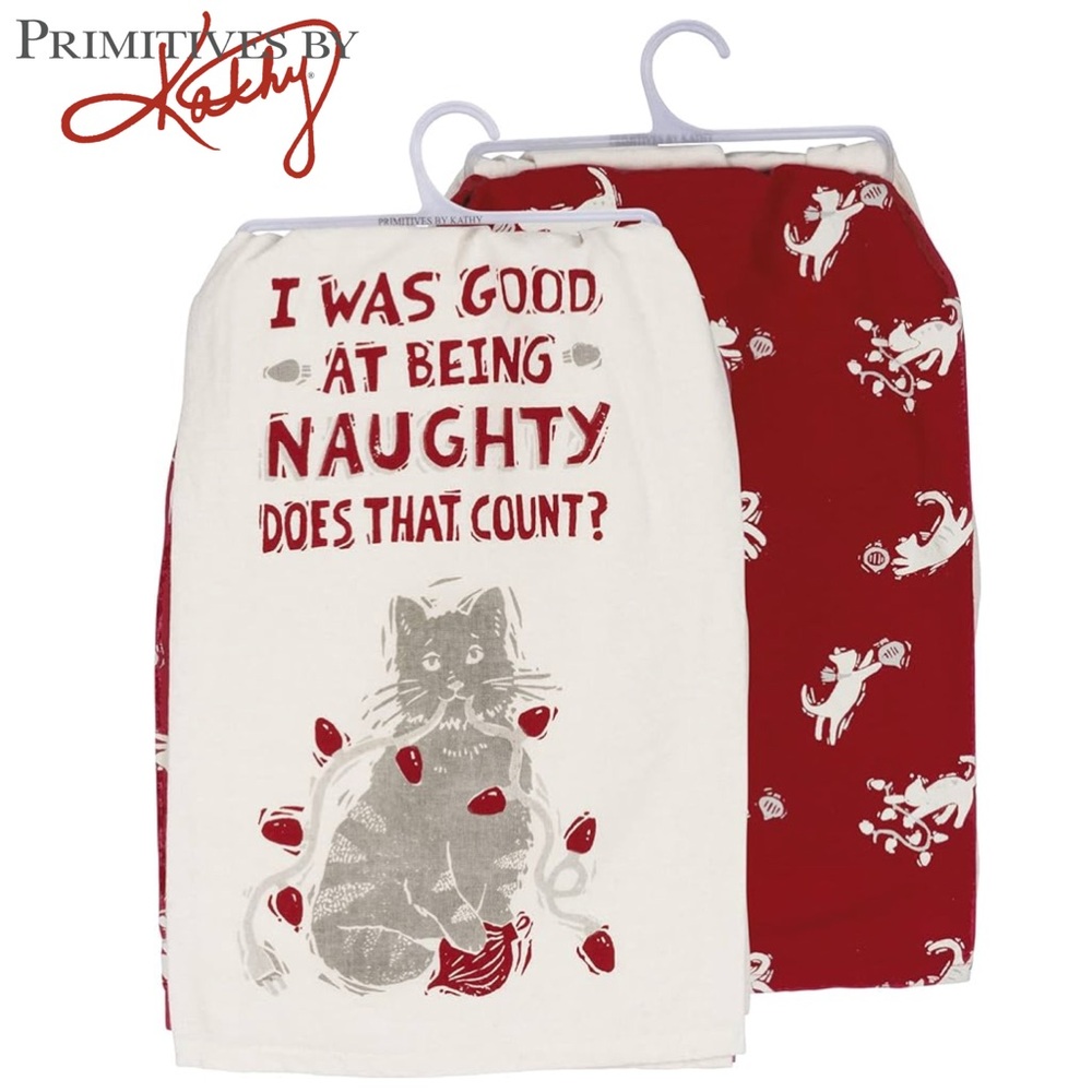 Primitives by Kathy Kitchen Towel- Was Good Christmas Cat
